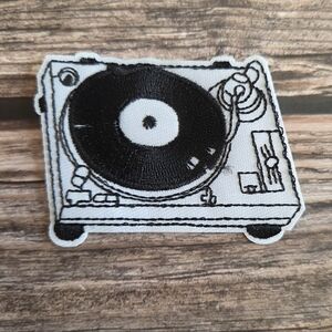 Vintage Turntable Dj Record Player 90'S Style Retro Music Lover Iron on Patch